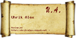Uhrik Alex névjegykártya